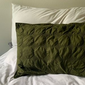 Olive green quilted pillow sham
